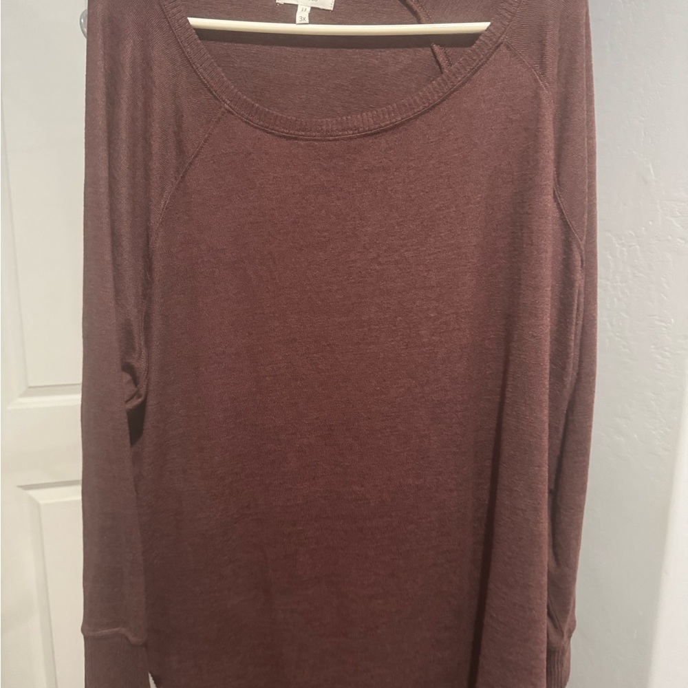 Maurices Long Sleeve Scoop Neck Top - Plum